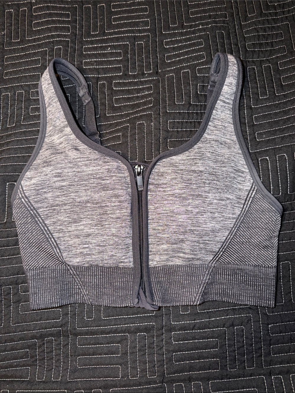 all in motion Grey Front-Zip Heathered Sports Bra